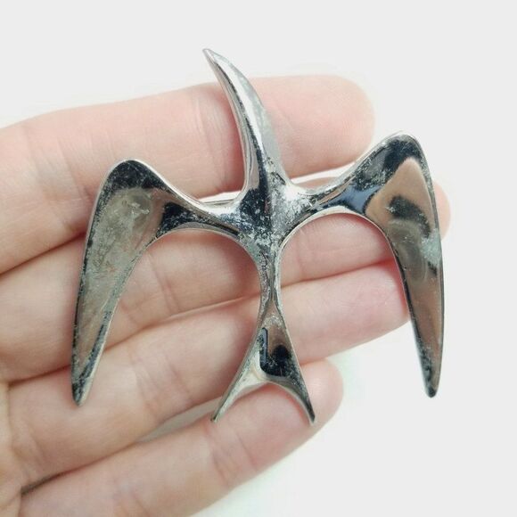 Vintage Sarah Coventry Style Bird Brooch, Silver Tone, Mid Century Style Pin - Picture 1 of 7